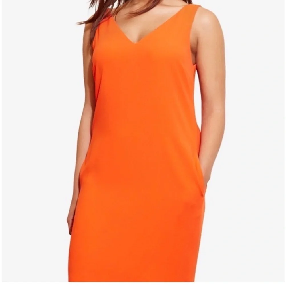 Lauren Ralph Lauren Vienna Dress Orange Size 6 Sleeveless Pockets EUC
